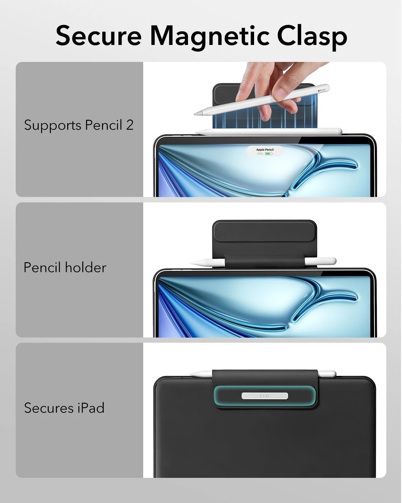 iPad Air 11” (2025) Rebound Magnetic Keyboard Case - US Layout-Black ESR ESR