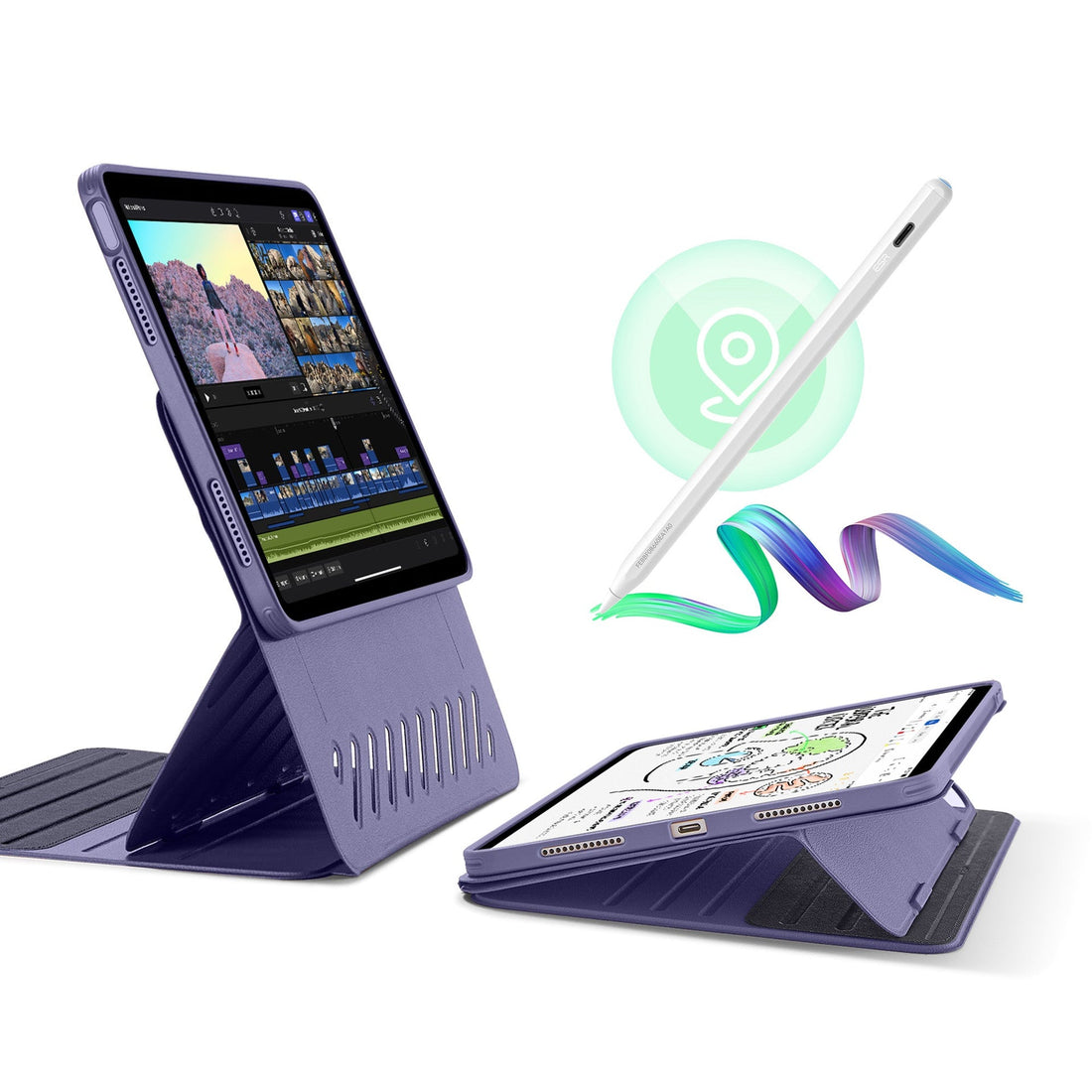 iPad Air 13" (M3) 2025 Bundle Shift Magnetic Case with Geo Digital Pencil - Purple ESR ESR