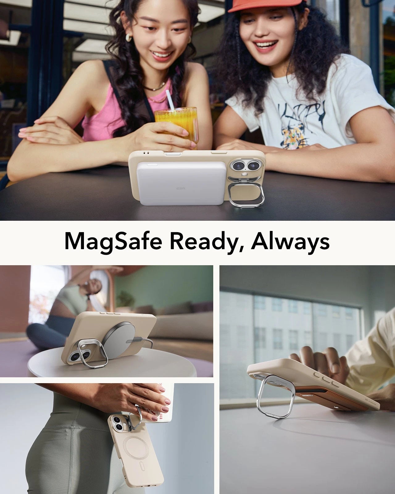 iPhone 16 Plus silicone Case with Stash Stand Magsafe KF3