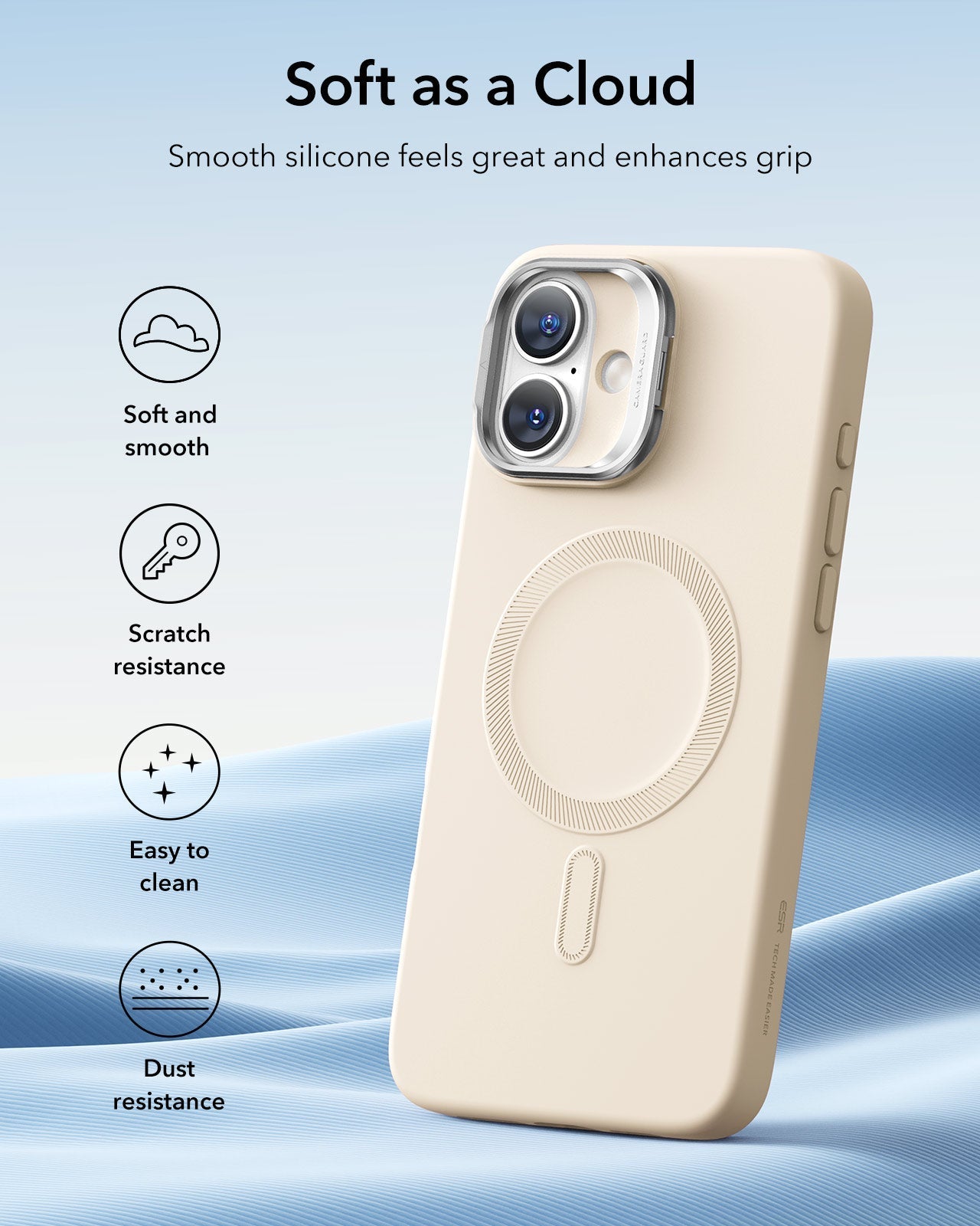 iPhone 16 Plus silicone Case with Stash Stand Magsafe KF7