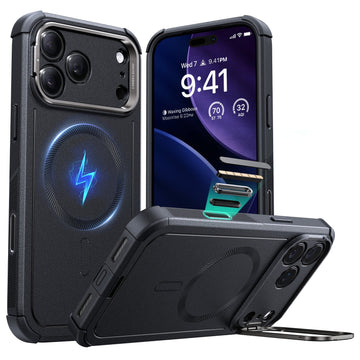 iPhone 17 Pro Max Cyber Tough Magsafe Case with Stand and Camera Control Black