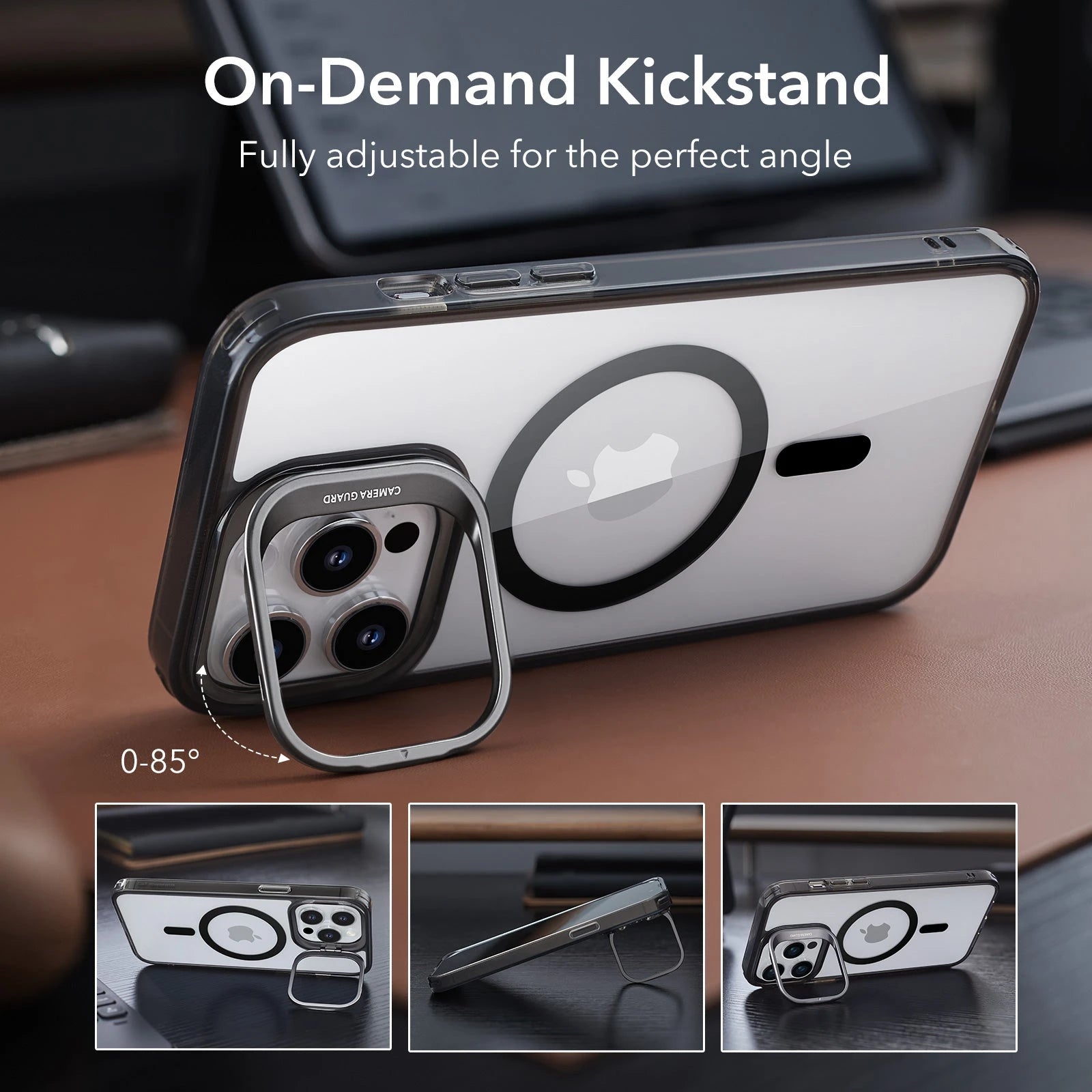 iPhone 13 Pro Max Classic Hybrid Case with Stash Stand (HaloLock) - Clear Black ESR ESR