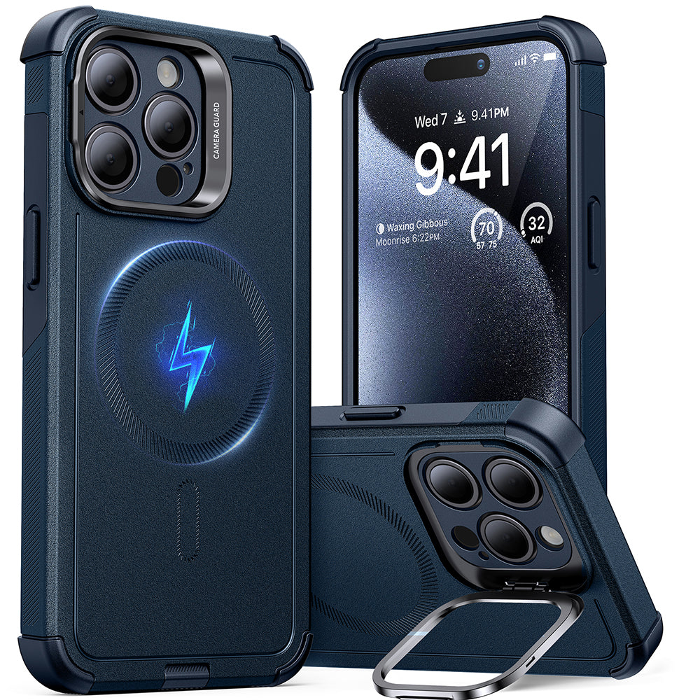 iPhone 15 Pro Max Cyber Tough Case with Stash Stand (HaloLock) - Dark Blue ESR ESR