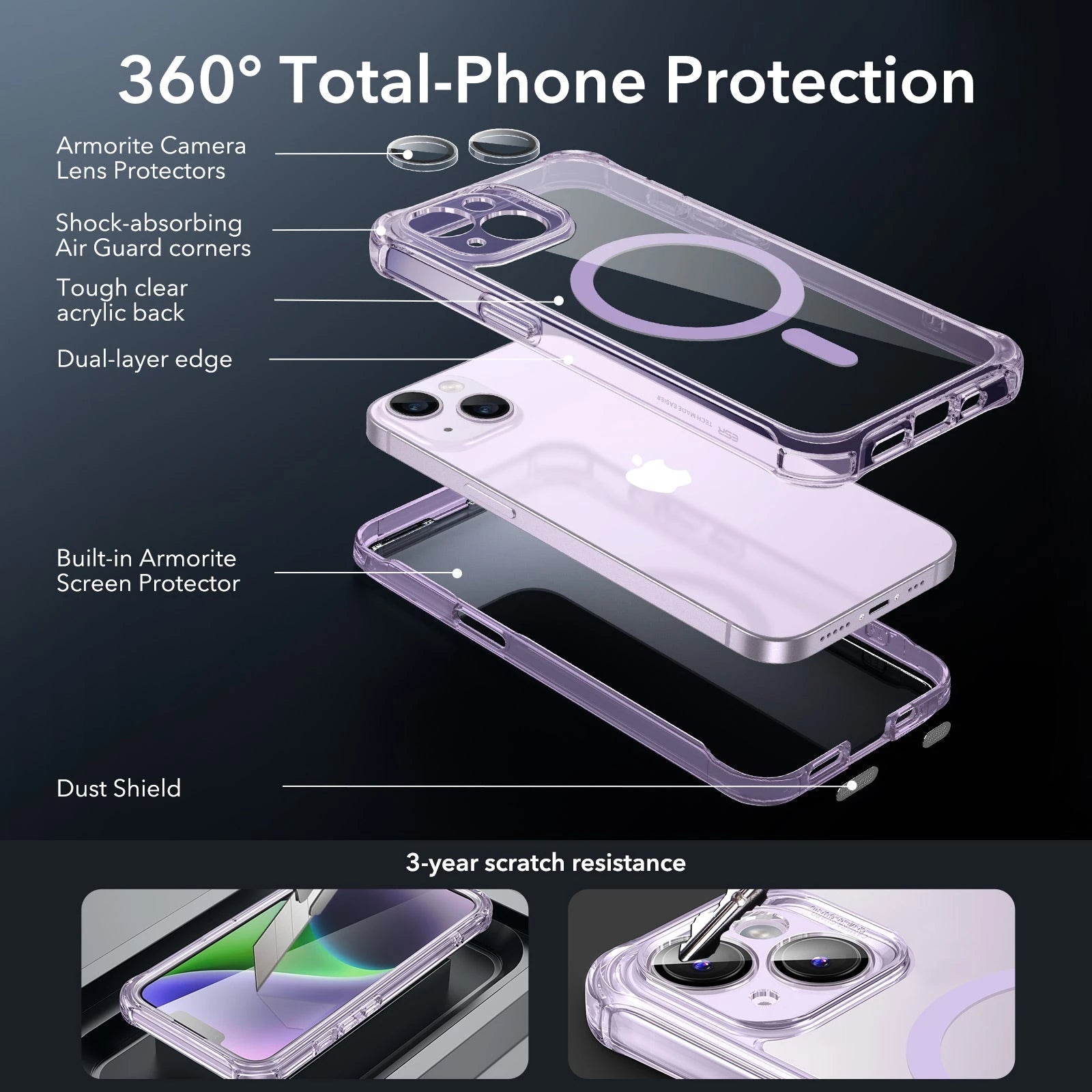 iPhone 14 Armor Tough Case (HaloLock) - Clear Purple ESR ESR