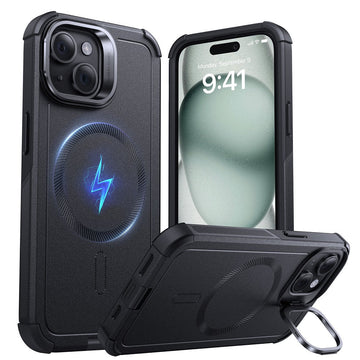 iPhone 15 Cyber Tough Case with Stash Stand (HaloLock) - Black ESR ESR