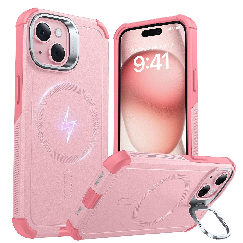 iPhone 15 Cyber Tough Case with Stash Stand (HaloLock) - Pink ESR ESR