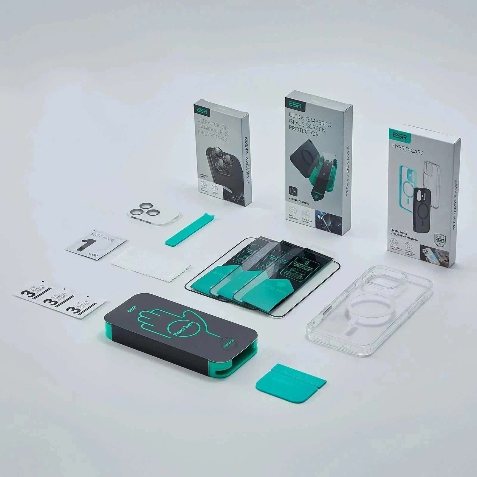 iPhone 16 Classic Hybrid Magnetic Case (Camera Control) & Screen Protection Bundle - Clear ESR ESR