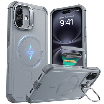 iPhone 16 Cyber Tough Magnetic Case (Camera Control, Stash Stand) - Light Grey ESR ESR