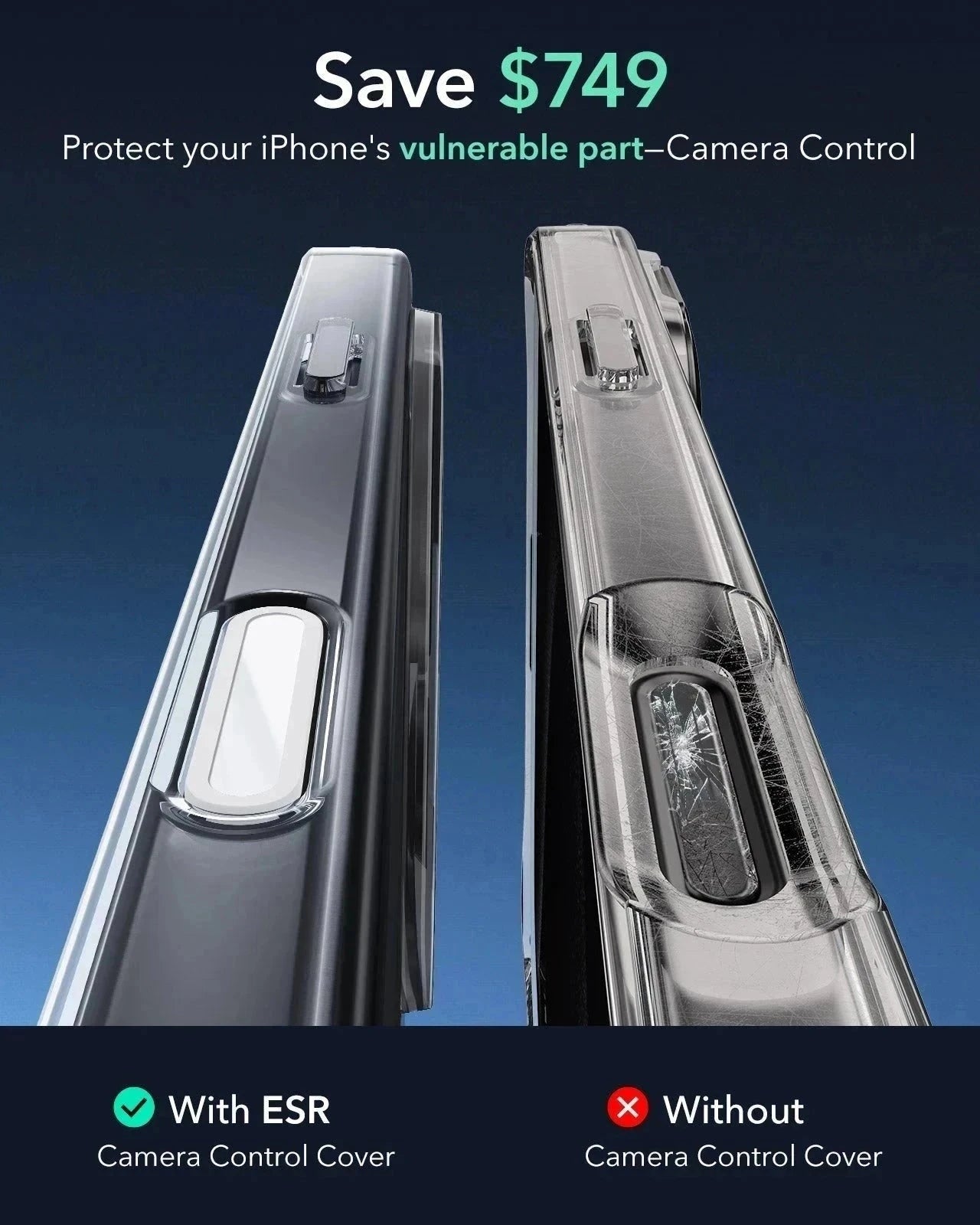 Phone 16 Pro Max Classic Hybrid Magnetic Case (Camera Control) & Privacy Screen Protector Bundle - Clear ESR ESR