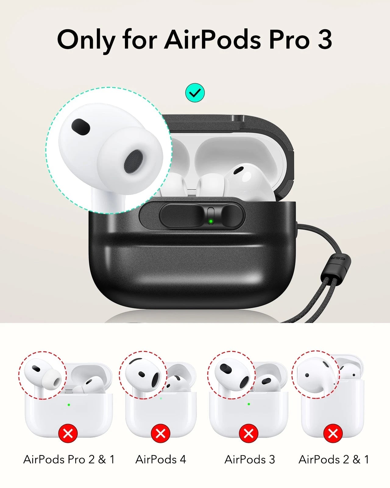 15W 3-in-1 Wireless Charging Station with CryoBoost (HaloLock) and AirPods Pro 3 Pulse FlickLock Case Bundle - Black - US Plug ESR ESR