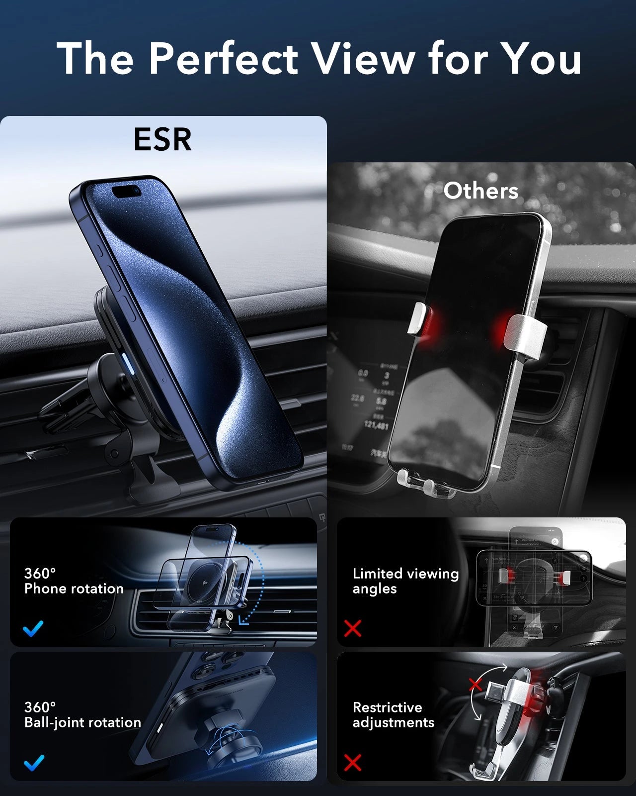 15W Magnetic Wireless Car Charger(Halolock) - Black ESR ESR