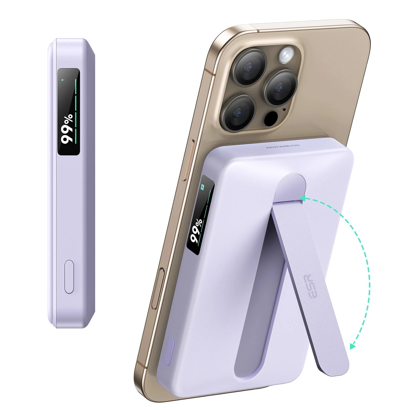 Qi2 MagSlim Kickstand Power Bank (10K) - Lavender ESR ESR