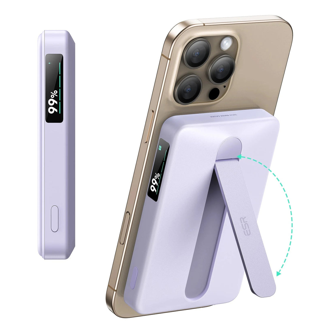 Qi2 MagSlim Kickstand Power Bank (10K) - Lavender ESR ESR