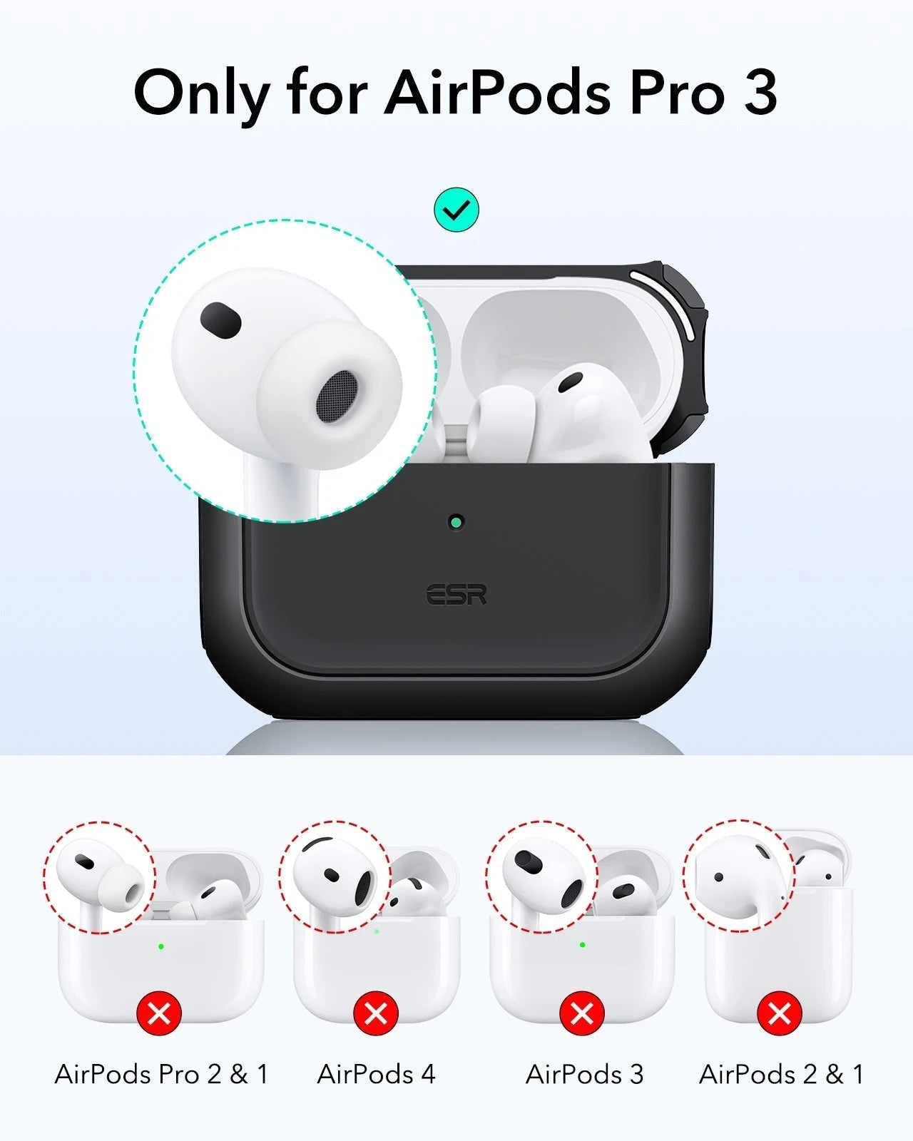 25W CryoBoost 3-in-1 Magnetic Charger (Qi2) and AirPods Pro 3 Orbit Hybrid Case Bundle - US Plug–White ESR ESR