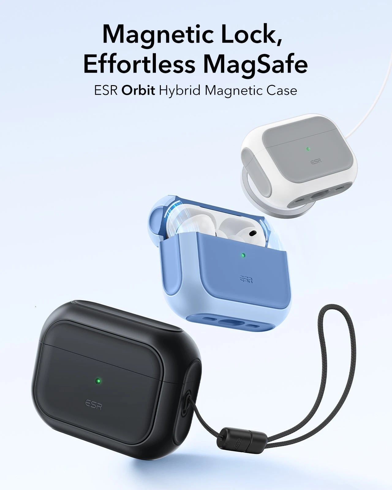 25W CryoBoost 3-in-1 Magnetic Charger (Qi2) and AirPods Pro 3 Orbit Hybrid Case Bundle - US Plug–White ESR ESR