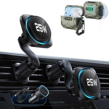 25W CryoBoost Magnetic Car Charger and AirPods Pro 3 FlickLock Case Bundle - Black&Army Green