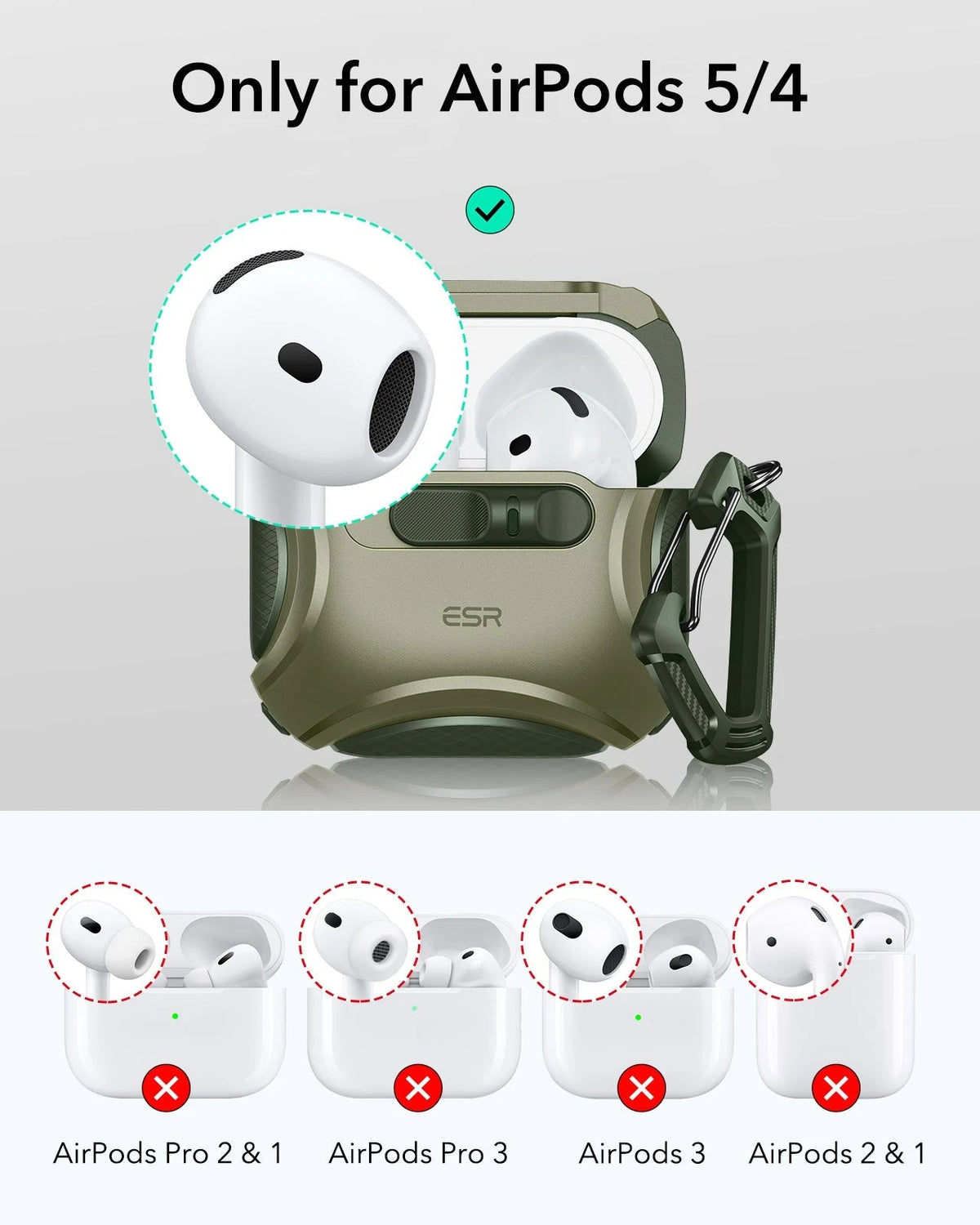 AirPods 5 Cyber FlickLock Magnetic Case - Army Green ESR ESR