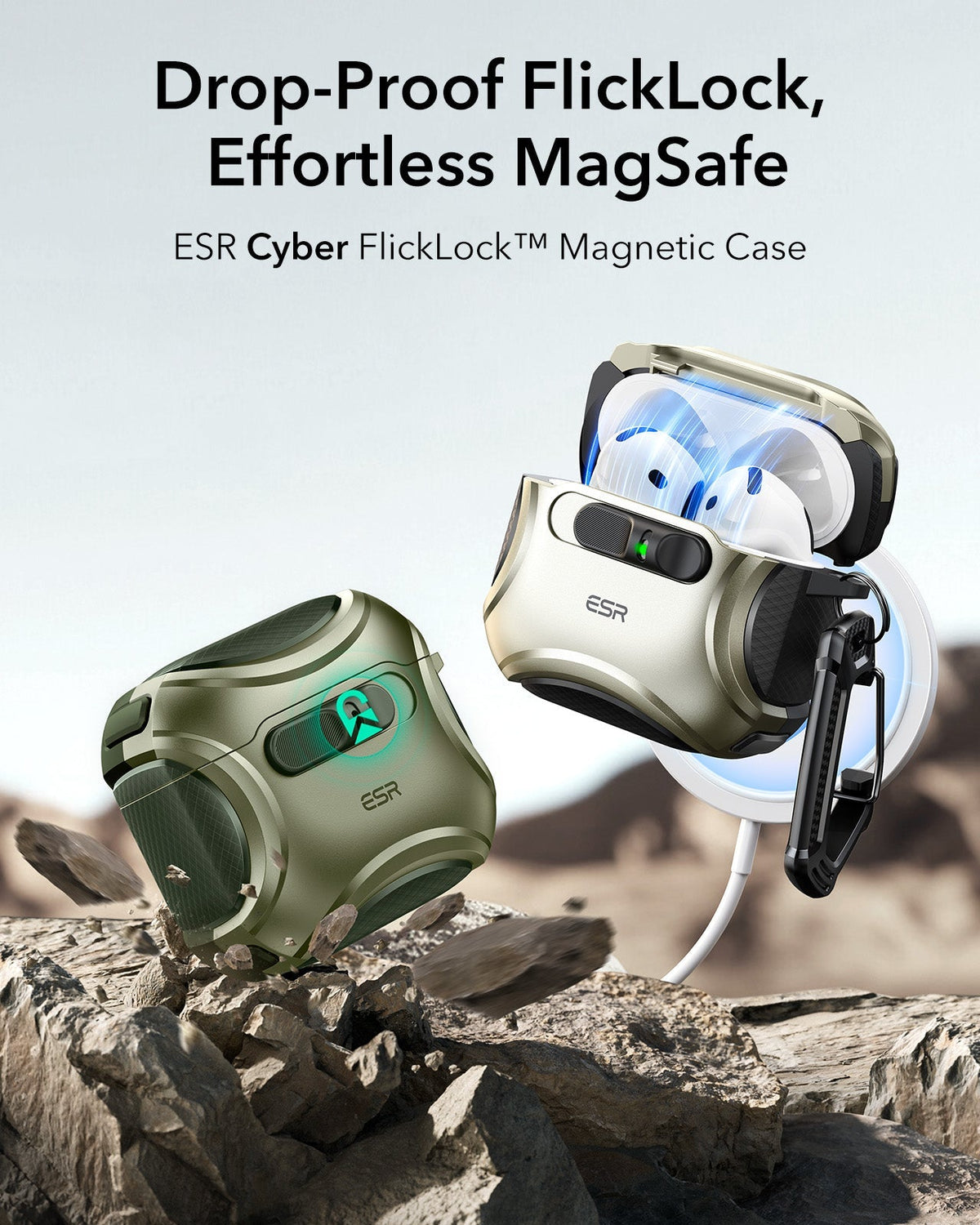 AirPods 5 Cyber FlickLock Magnetic Case - Army Green ESR ESR