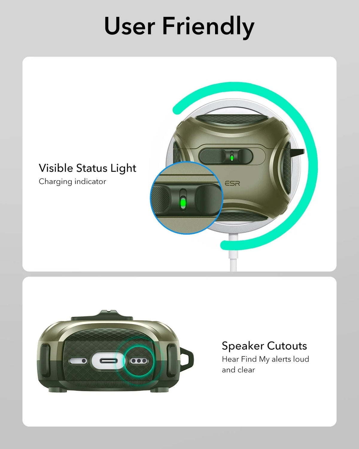 AirPods 5 Cyber FlickLock Magnetic Case - Army Green ESR ESR