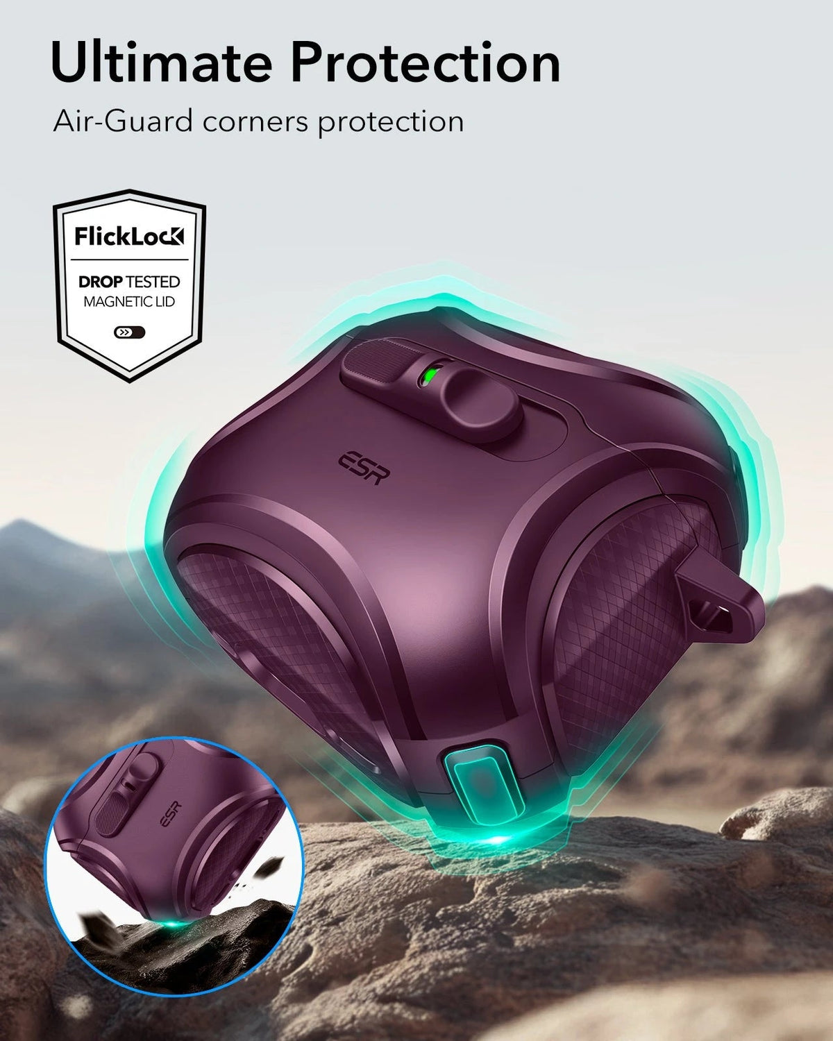 AirPods 5 Cyber FlickLock Magnetic Case - Burgundy ESR ESR