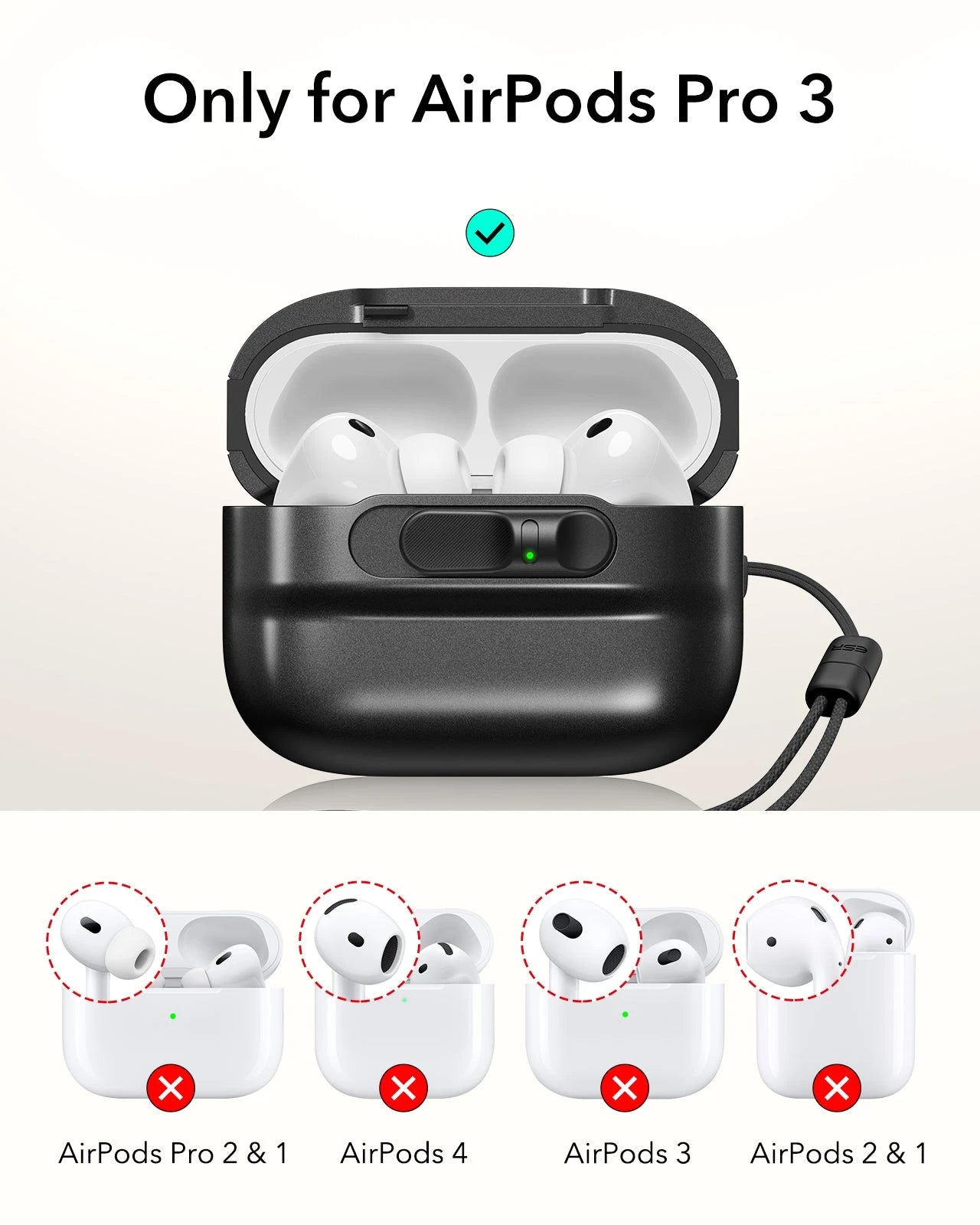 AirPods Pro 3 Pulse FlickLock Charging Case Cover Black only for airpods pro 3