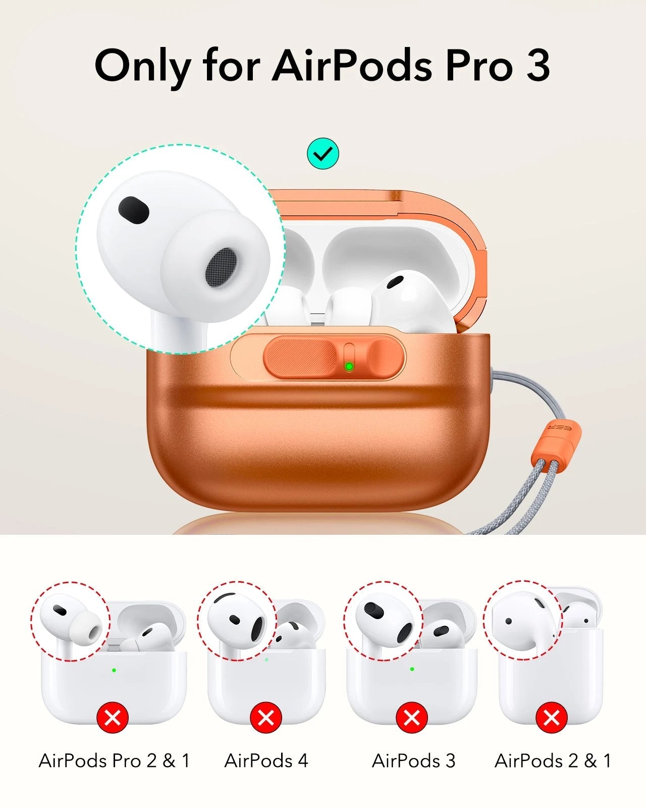 AirPods Pro 3 Pulse FlickLock Charging Case Cover Orange