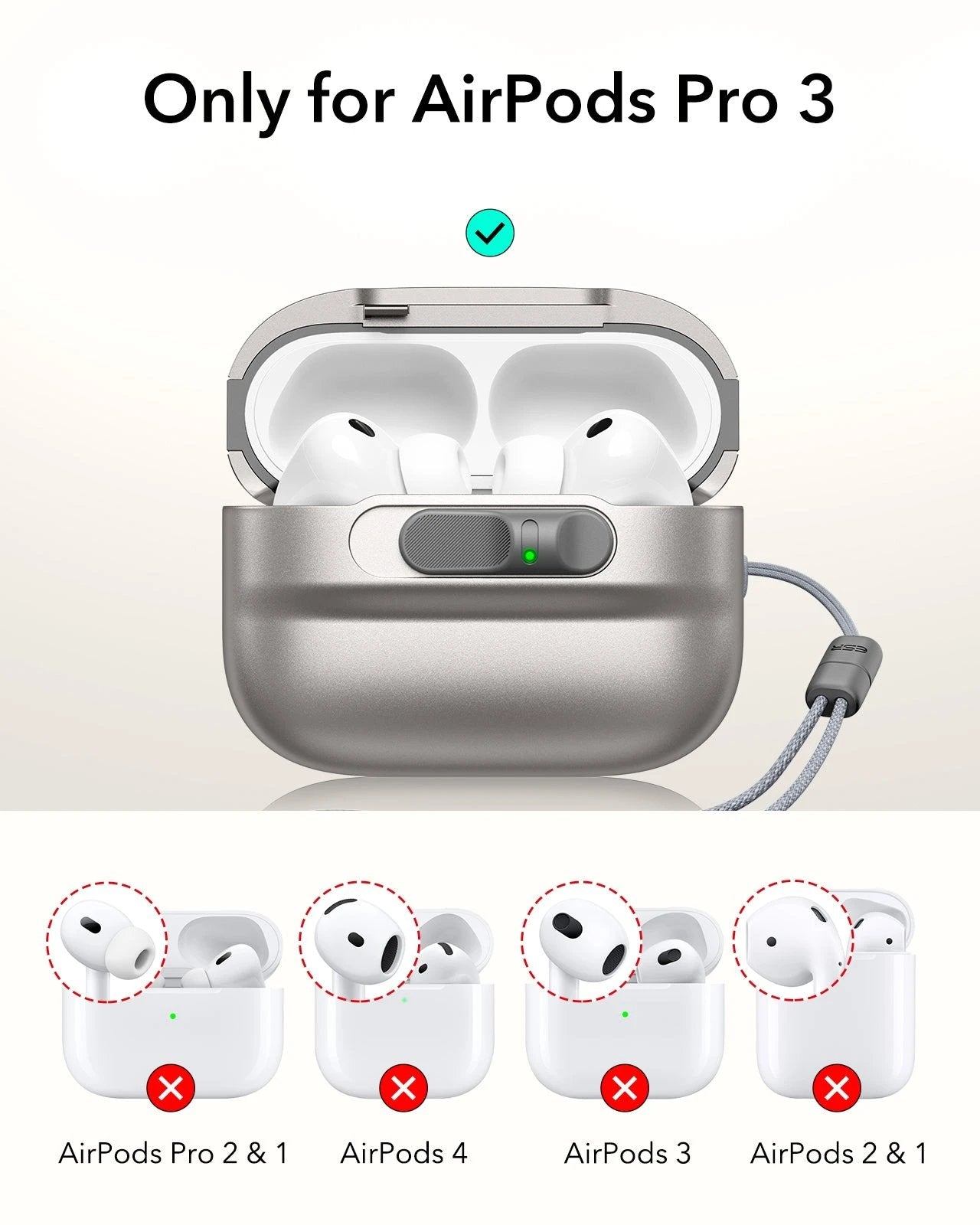 AirPods Pro 3 Pulse FlickLock Charging Case Cover Titanium only for airpods pro 3