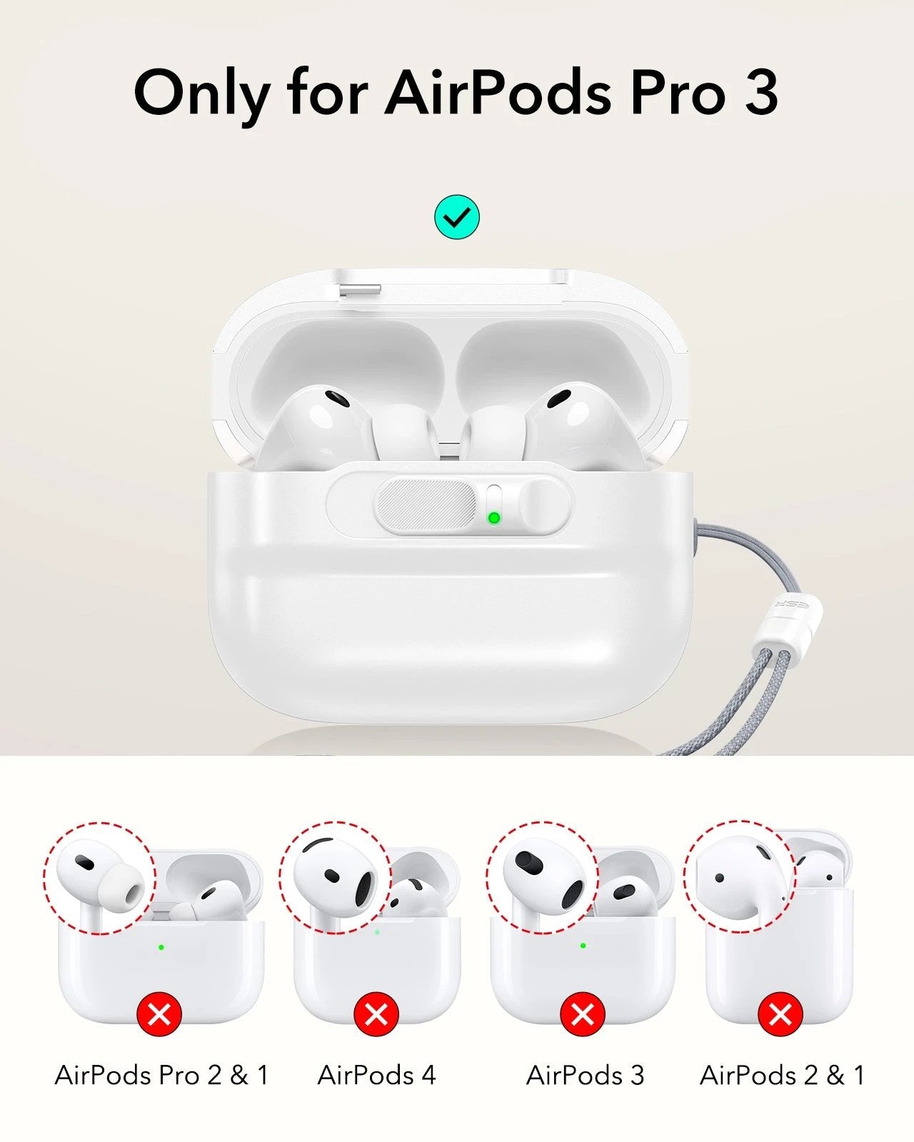 AirPods Pro 3 Pulse FlickLock Charging Case Cover White only for AirPods Pro 3