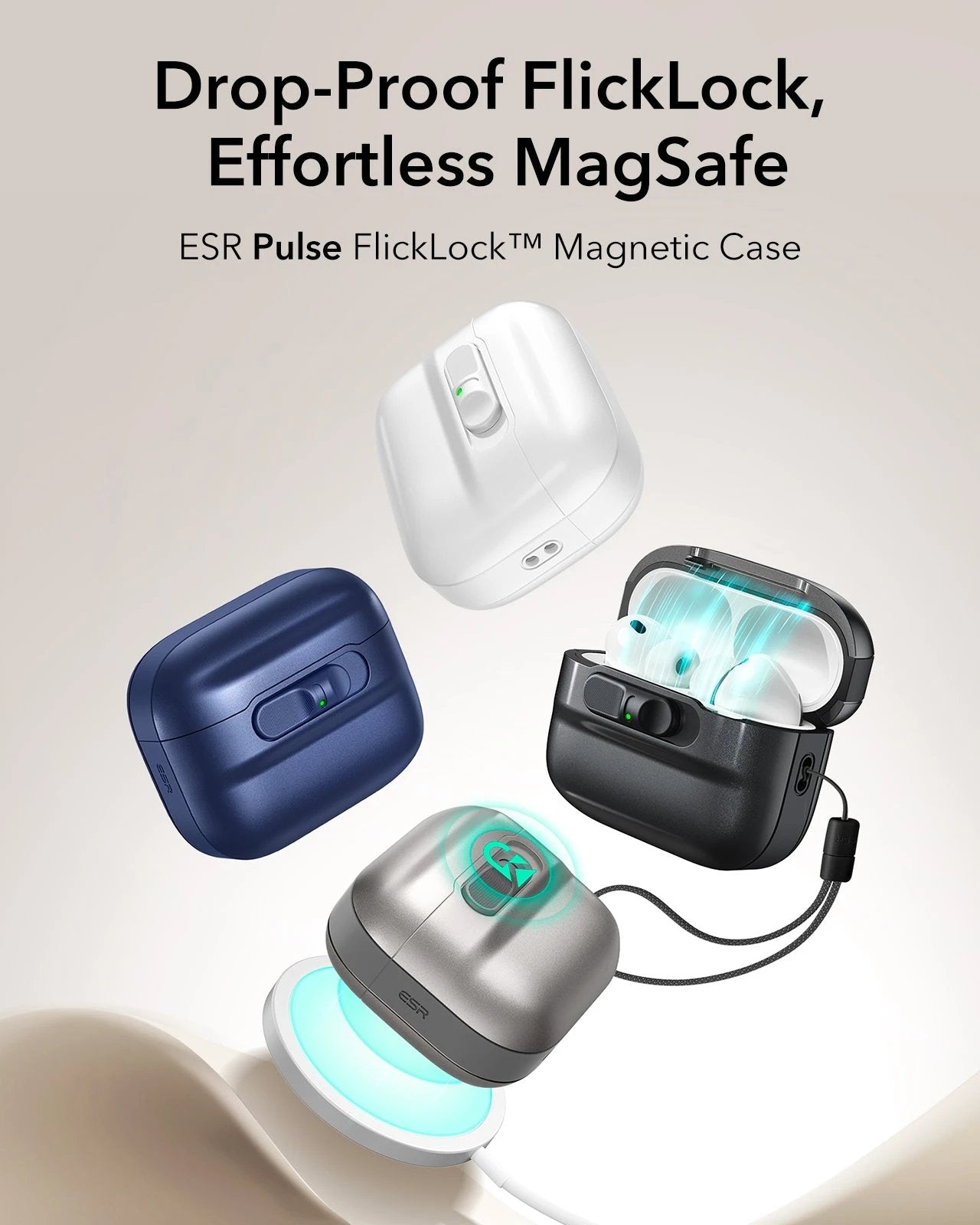 AirPods Pro 3 Pulse FlickLock Charging Case Cover White ESR