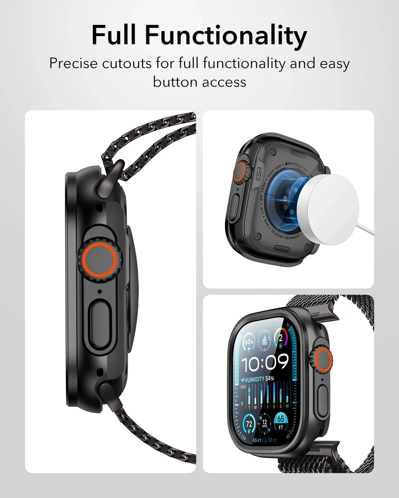 ESR Apple Watch Ultra 3 Case with Screen Protector Black