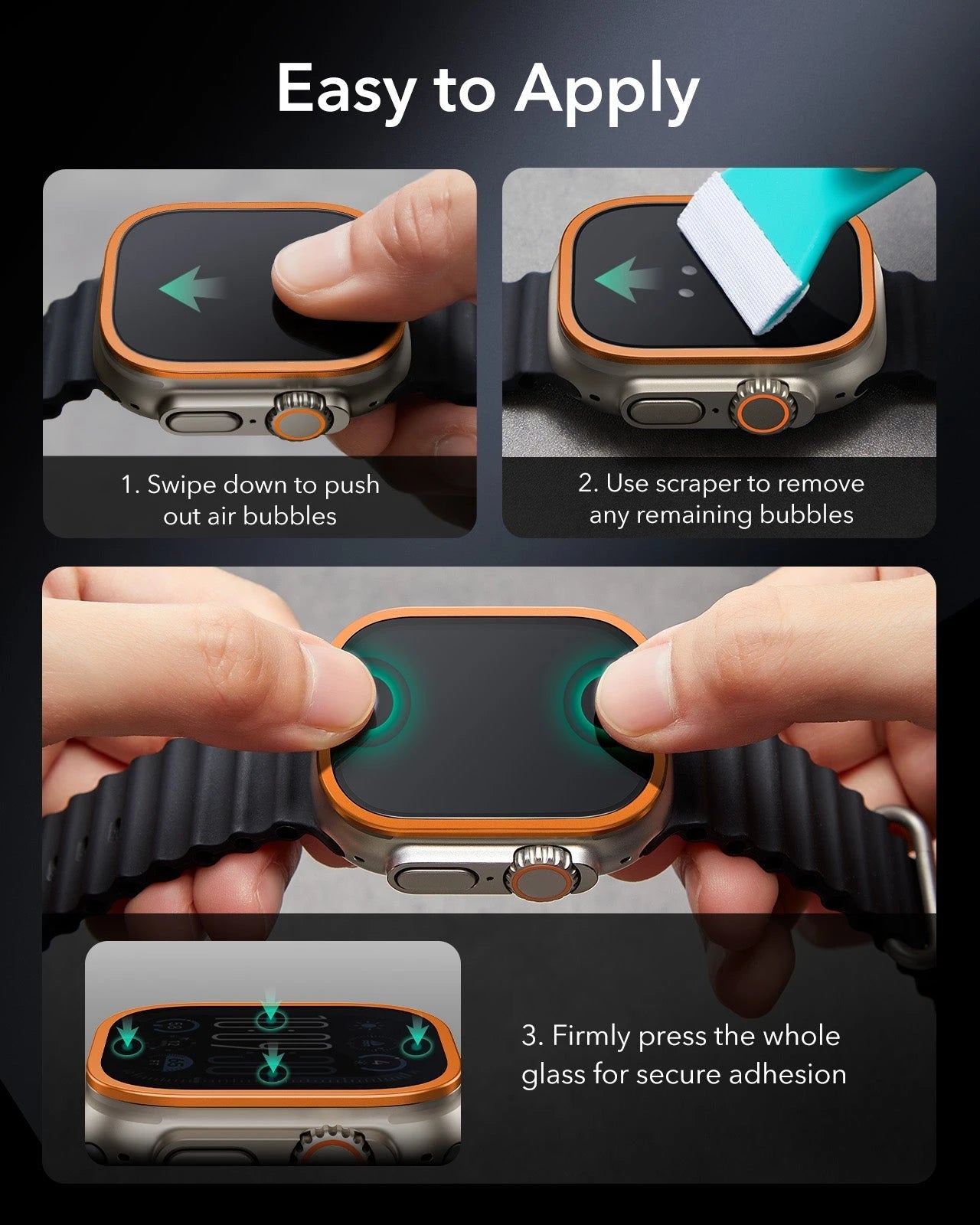 ESR Apple Watch Ultra 3 2025 Screen Protector Orange Easy to Apply