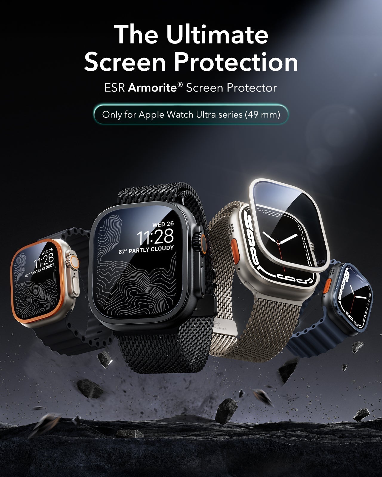 Apple Watch Ultra 3 Armorite Screen Protector - Titanium / Orange ESR ESR