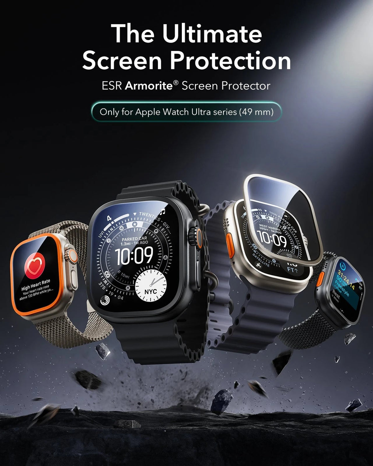 Apple Watch Ultra 4 Armorite Screen Protector (Bezel) - Orange ESR ESR