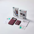 Atelier Silicone Leather Magnetic Case with Camera Control and Flex Stand, Plus Geo Wallet Stand Bundle - Deep Burgundy