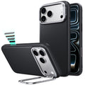 Black Leather iPhone 18 Pro Max Magsafe Case with Stand