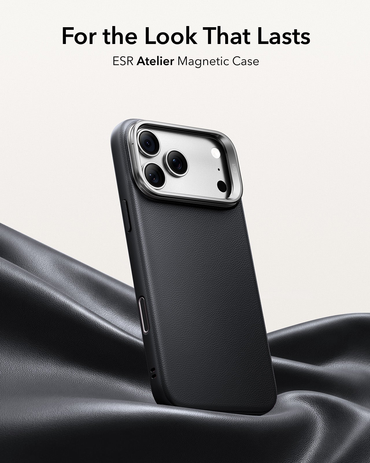ESR Black Leather iPhone 17 Pro Magsafe Case with Stand For the Look That Lasts