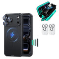 Black iPhone 18 Pro Max Cyber Tough Magsafe Case  with armorite tempered glass privacy screen protector and camera lens protector