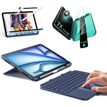 iPad Air 11" (M3) 2025 Flex Keyboard Case (Detachable) Transformation Bundle- US Layout-Blue