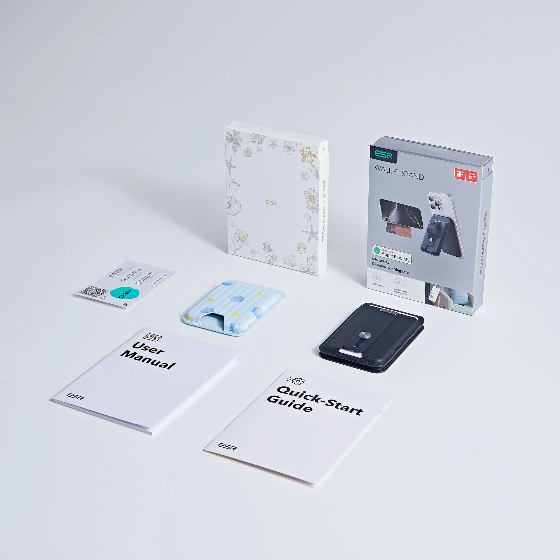 Classic Magnetic Wallet and Geo Wallet Stand Bundle - Coastal Summer&Midnight Black