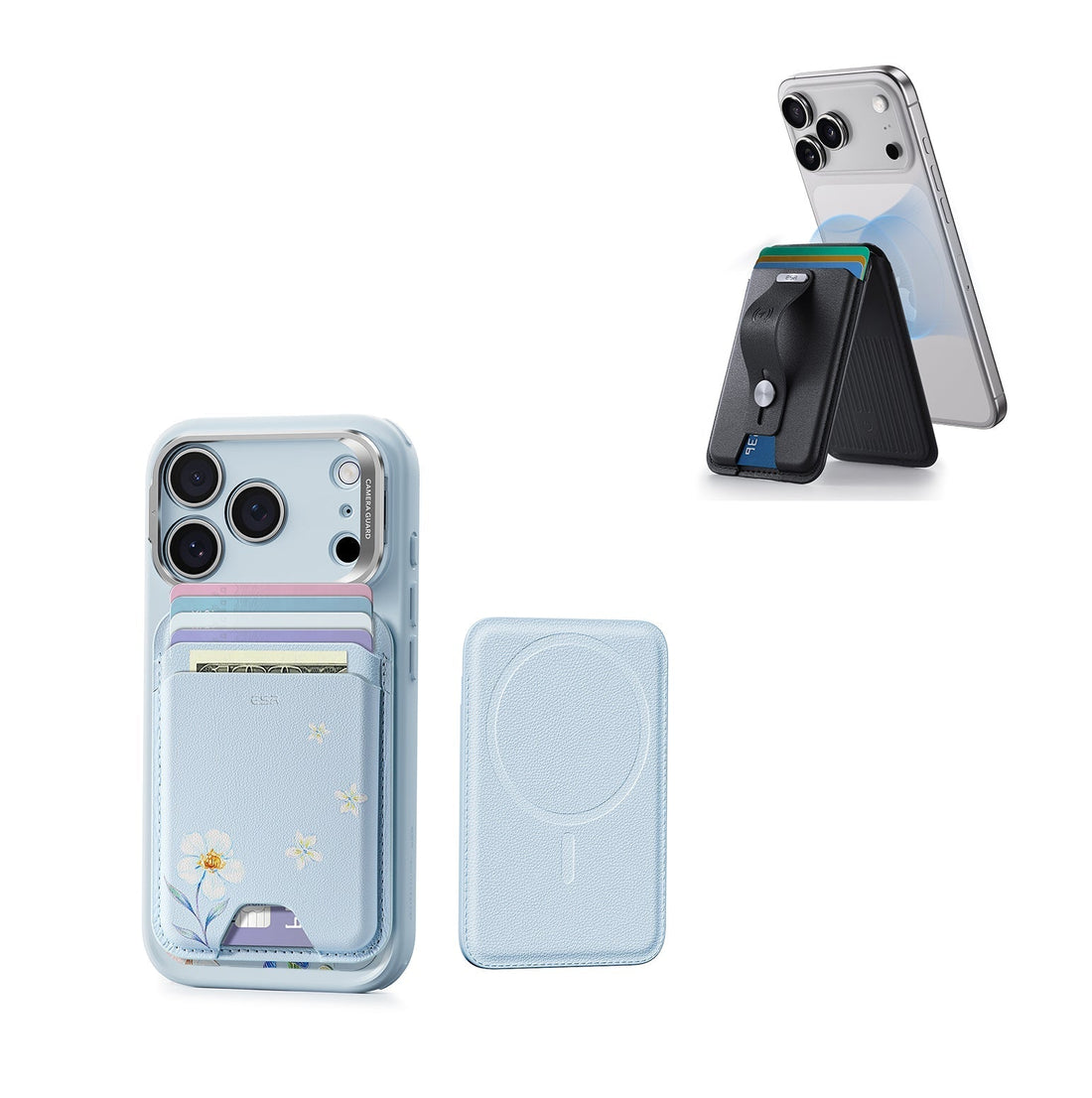 Classic Magnetic Wallet and Geo Wallet Stand Bundle - Tropical Paradise&Midnight Black