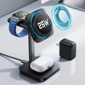 CryoBoost 3-in-1 Magnetic Charging Station (25W, Qi2.2)  - US Plug–Black ESR ESR