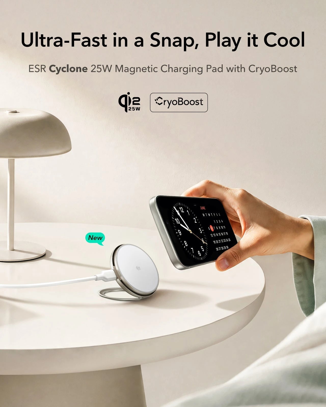 Cyclone 25W Magnetic Charging Pad with CryoBoost - Silver - 1 Set ESR ESR