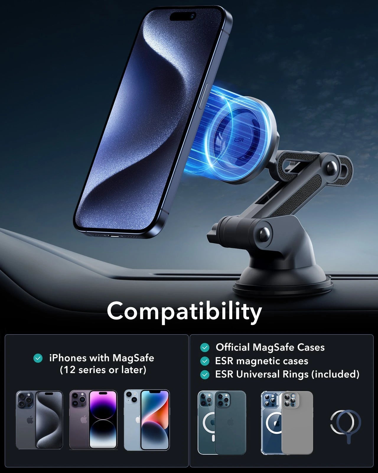 Dashboard Car Phone Mount (HaloLock) - Black ESR ESR
