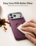 ESR Deep Burgundy Leather iPhone 17 Pro Max Magsafe Case with Stand Easy Care With Better Wear