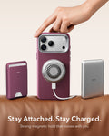 ESR Deep Burgundy Leather iPhone 18 Pro Max Magsafe Case with Stand Stay Attached. Stay Charged