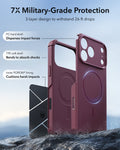 ESR Deep Burgundy iPhone 18 Pro Case Tough Phone Case with Magsafe 7X Military-Grade Protection