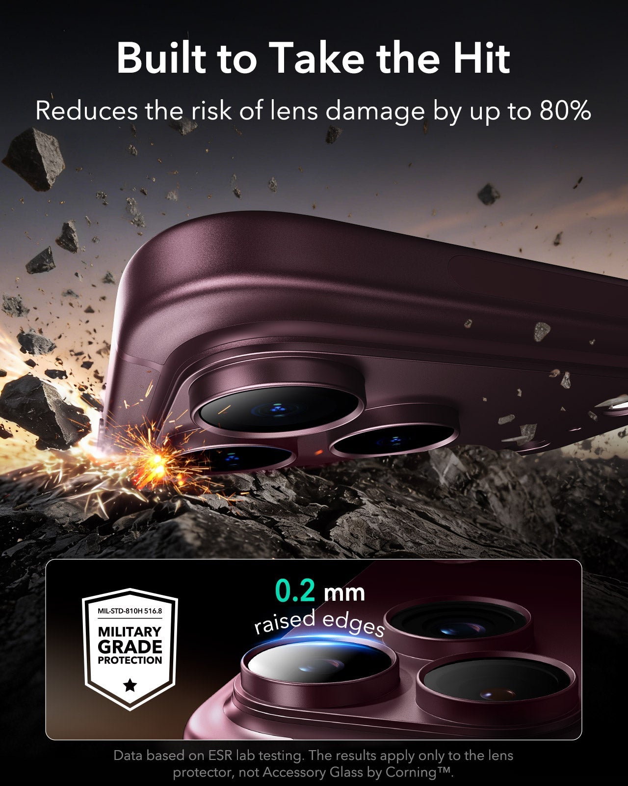 ESR Deep Burgundy iPhone 18 Pro Corning Glass Camera Lens Protector Built to Take the Hit