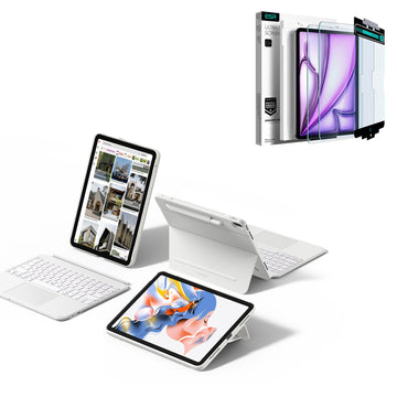 iPad Air 13" (M3) 2025 Shift Keyboard Case (Detachable) Protection Bundle-US Layout - White