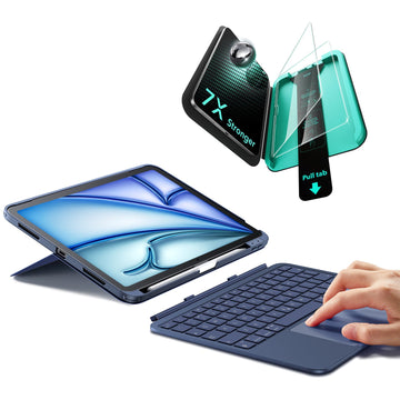 iPad Air 11" (M3) 2025 Flex Keyboard Case (Detachable) Protection Bundle- US Layout-Blue
