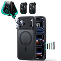 ESR Frosted black iPhone 18 Pro Magsafe Slim Phone Case with armorite tempered glass privacy screen protector and camera lens protector